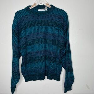 1990 SATURDAYS BLUE & BLACK RETRO STYLE STRIPED SWEATER SZ XL